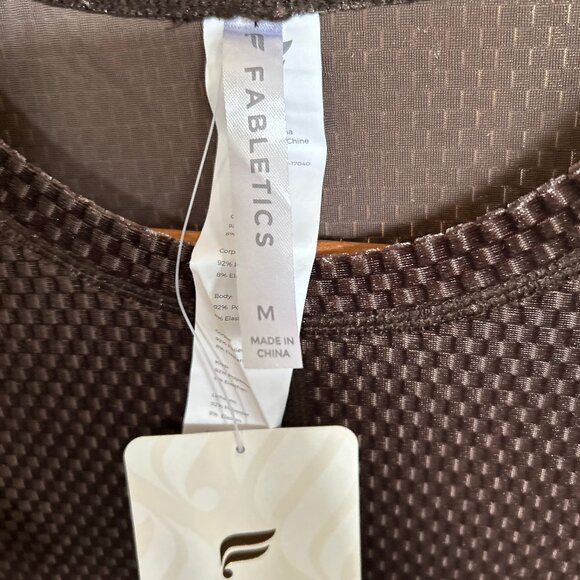NWT Fabletics Velour Seamed Long-Sleeve Fitted Top in Cacao Color Womens Size M - Picture 5 of 11